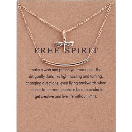Simple Animal Necklace Double Layers Dragonfly Necklaces Vintage Jewelry Pendant Necklace For Women Friendship Gift Jewelry