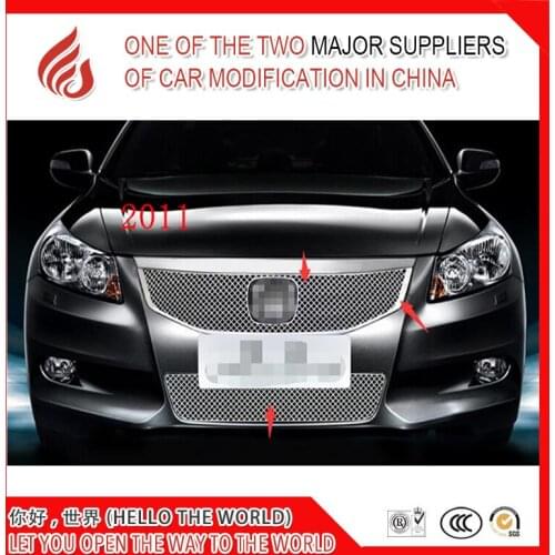 Stainless fit well modification car front grille racing grills grill cover trim for accord 2008 2011