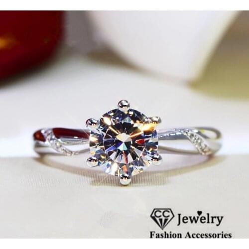 CC Luxury Womens Ring Wedding Jewelry For Brides Silver Round Stone Rings High Quality Engagement Gift Valentines Day CC1575