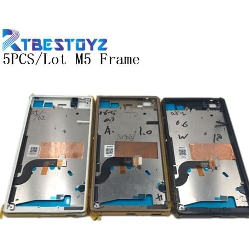 RTBESTOYZ 5PCS/Lot Front Middle Frame Bezel Plate Chassis Housing For Sony Xperia M5 E5603 E5606 E5653 Black/White/Gold
