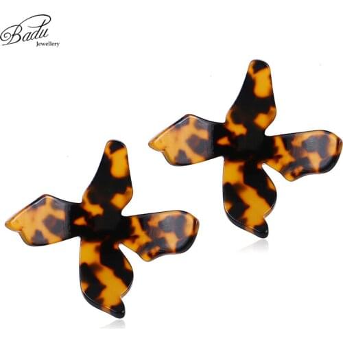 Badu Leopard Acetic Acid Earring Studs Big Concave Darts Statement Earrings for Women Vintage Jewelry Wholesale