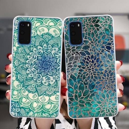 Flowers Mandala Floral Silicone Soft Case For Samsung S21 S20 FE S10 Plus NOTE 20 Ultra M02 F62 M62 M21 M30S M31 M31S M51 Cover