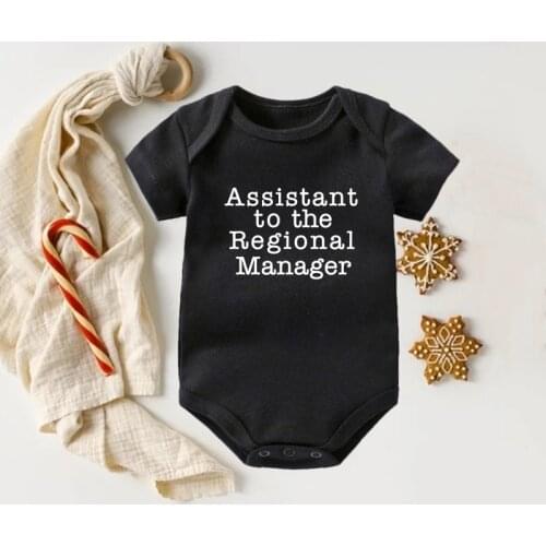 Assistant To The Regional Manager Printed Funny Newborn Bodysuits Summer Cotton Body Baby Boys Girls Onesies Infant Ropa Outfits