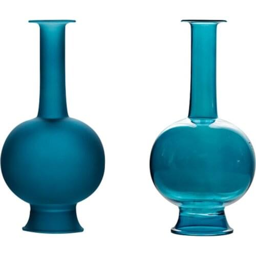 Modern Peacock Blue Vase European Glaze Glazed Transparent Glazed Vase Ornaments Living Room Desktop Flower Vase Decoration New