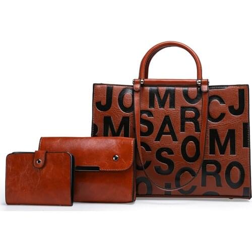 High Quality Women Pu Leather Handbags Fashion Ladies 3 Pieces Set Shoulder Messenger Bags Designer Female Tote Crossbody Bags