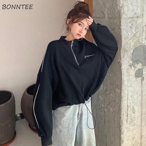 Hoodies Women Trendy Mujer De Moda Korean Style Long Sleeve Causal Students All Match Ulzzang Print Streetwear Crop Female Daily