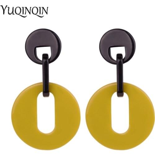 Vintage Acrylic Drop Earrings for Women Statement Big Long Round Geometric Dangling Resin Earring Fashion Jewelry Dangle Brincos