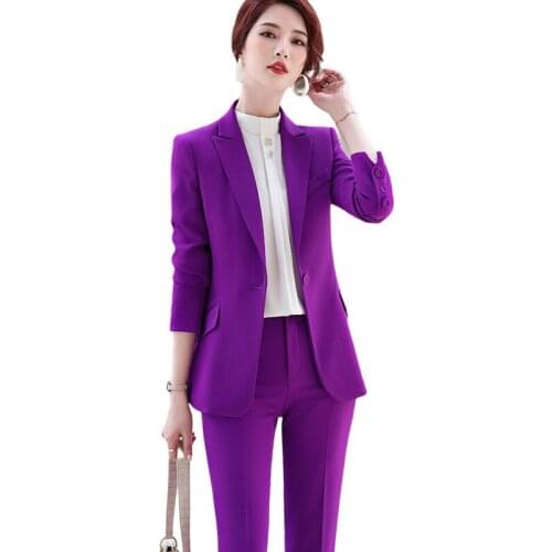 2021 Fashion Women Pant Suits Office Lady Business Work Uniform 2 Piece Set Blazer Jacket Pants Trousers Female Spring Autumn