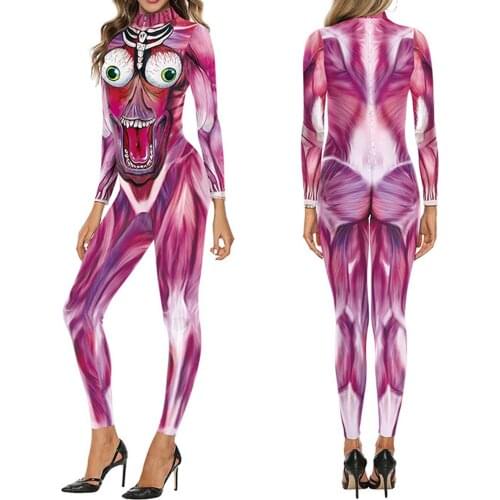 Halloween Bodysuit Skeleton Printed Jumpsuits Cosplay Costumes Suit Fashion New Horror Ladies Jumpsuits Female Bodysuits Fancy