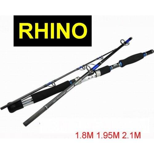 RHINO Powerful High Performance Fast Action Carbon Fiber Ocean Boat Lure Fishing Rod 1.8, 1.95 and 2.1M