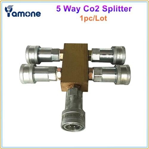 1pc Co2 Jet Machine Copper Connect Parts 5 Way Gas Coupler Splitter With Male Female Quick Connector 4 Machines Share One Tank