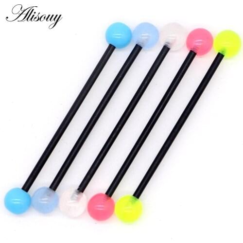 Alisouy 1PC Candy color 14G 38mm long stud earrings ear nails piercing orelha cartilagem Ear bone nail ear plug glow in dark