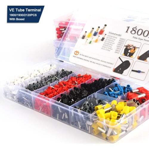 1800/1930/2120PCS/Boxed VE Tubular Insulated Ferrules Crimp Terminal Block Cord End Electrical Wire Connector Crimping Terminals