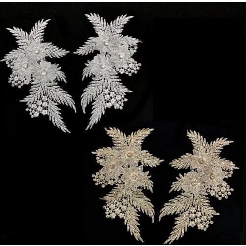 2pcs/set sewing flower embroidery Patches for clothes Retro vintage iron on patches floral appliques for clothing