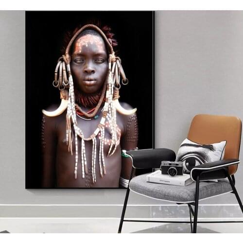 2019 Best Seller Black African Woman Oil Painting on Canvas Posters and Prints Scandinavian Wall Art Picture for living room