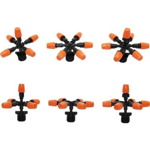 3 Pcs 5-heads,6-heads,7-heads Atomized Nozzle with 1/2" Male Thread Greenhouse Sprinkler Cooling Misting system Sprayer