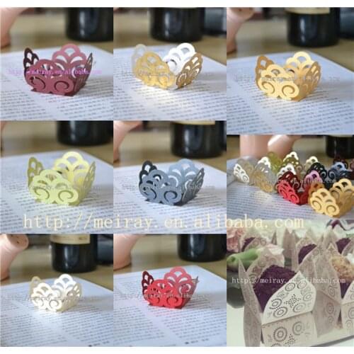 400pcs /lot laser cut paper crafts green wedding chocolate candy wrappers for party , party favors from Mery crafts