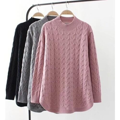 Large size 4XL Knit Sweater Women Autumn Winter Round neck Long sleeve Sweaters Pullover Female Bottoming shirt Casual Tops G68