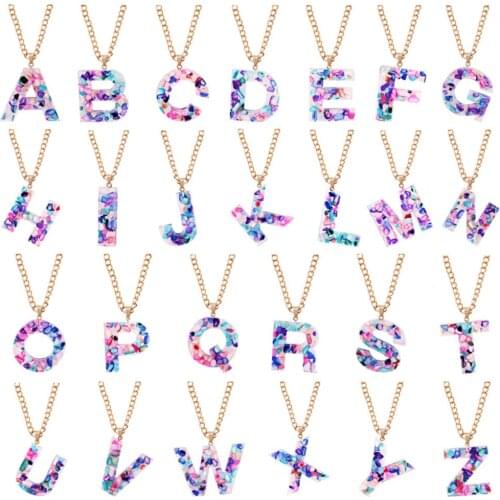 26 Capital Letters Pendant Necklace Resin Long Chain 60 CM Neck Jewelry Accessories Party Body Decorations