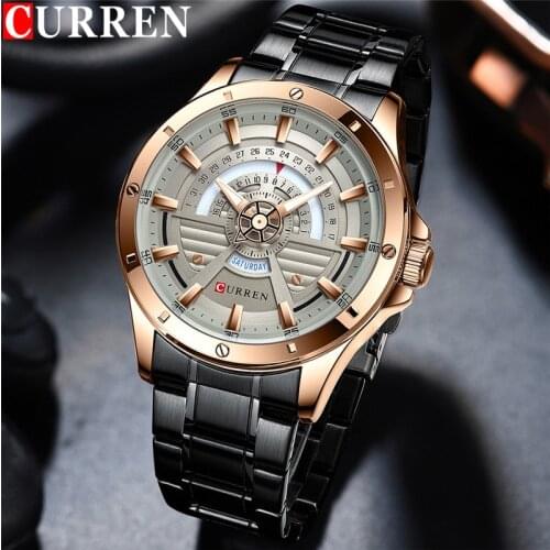 CURREN Sport Men Watch Top Brand Luxury Gold Military Waterproof Male Clock Classic Stainless Steel Quartz Man Wristwatch 8381