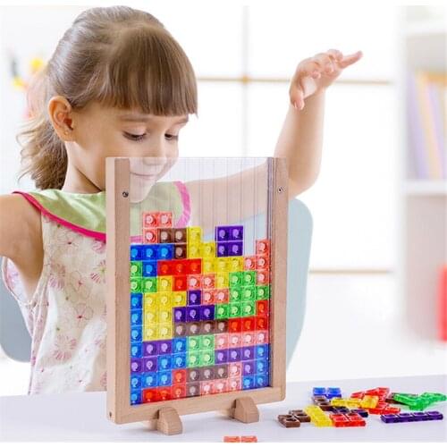 Kids Educational Toy Wood Tetris Early Learning Shape Color For Kids Toddlers Puzzle Board Game Toy Chritmas Birth Gift Boy Girl