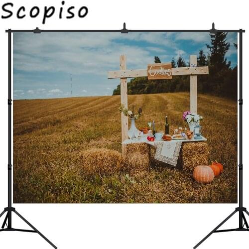 Scopiso Autumn Thanksgiving Backdrop Rural Pumpkin Harvest Farm Photography Haystack Photo Shoot Studio Props Background