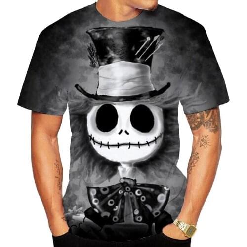 Men Oversize T Shirt Hip Hop Streetwear Halloween Skull Print Tshirt Harajuku Short Sleeve 3d T-Shirt Graphic T Shirts Homme