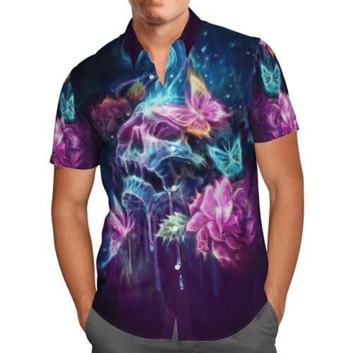 Hawaii Shirt Hawaiian beach summer Fashion Skull Butterfly Art Halloween Printed 3d Mens Shirt Harajuku Tee hip hop shirts