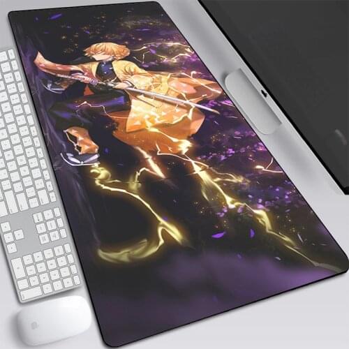 Demon Slayer Pad Mouse 900x400x2mm Computer Gamer Mouse Pad Padmouse Agatsuma Zenitsu Mousepad Ergonomic Gadget Office Desk Mats