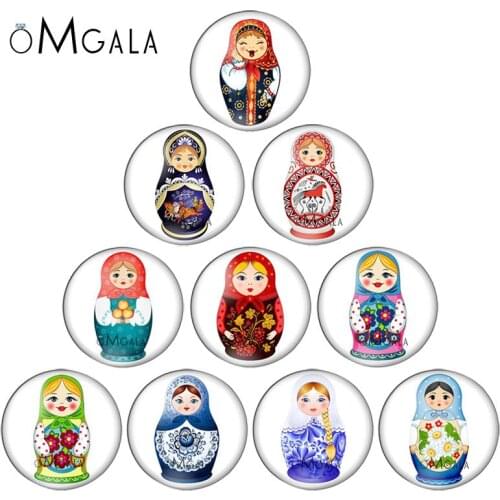 Матрёшка matryoshka Russian 10pcs mixed 8mm/10mm/12mm/18mm/20mm/25mm Round photo glass cabochon demo flat back Making findings