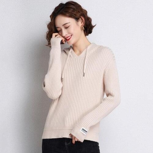 Fashion Hooded Sweater Women Spring Autumn Pullover Loose Korean Sweater Knitwear Long Sleeve Loose Casual Ladies Top TT0020