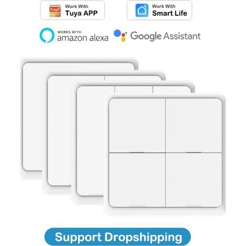 1-10PCS Tuya ZigBee Wall Switch Wireless Free Sticker 4-Way Panel Scene Button Smart Home,Work With Alexa Google Home Gateway