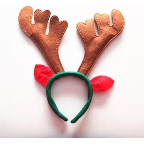 Deer antlers headband antlers Christmas horn headband with ears Christmas headwear reindeer antlers jingle bells hairband 3482