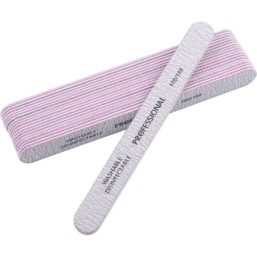 50Pcs/Lot Zebra Cushion Professional Nail File Nail Files Sanding Files Straight 100/180 Grit Emery Board Manicure Pedicure