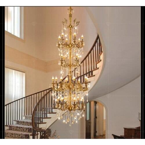 Bronze Color Luxurious European D80cm H235cm Chandelier Modern Crystal Chandelier / Light / Lighting Fixture AC 100% Guaranteed