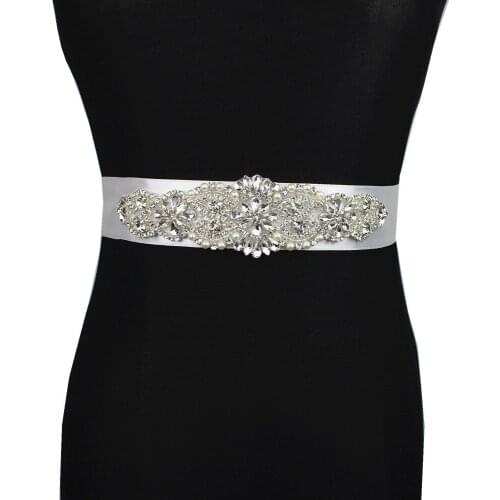 Silver Crystal Wedding Belt With beaded Pearl Luxury handmade Rhinestone Ribbon Bridal Belt Sash For headband Wedding Dress Prom