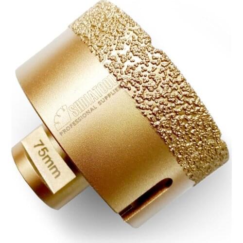 SHDIATOOL Dia 75mm Vacuum brazed diamond drilling core bits porcelain tile hole saw granite, marble M14 connection Drill bits