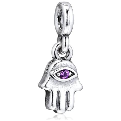 Fits Me Style Bracelet Small Hamsa Hand Dangle Charm Genuine 925 Sterling Silver Beads for Women Jewelry DIY Making Kralen