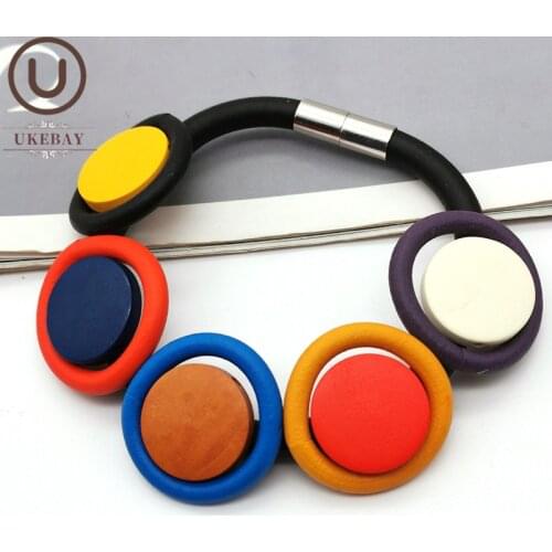 UKEBAY New Multicolor Wood Bracelets Handmade Luxury Design Charm Bangles For Women Fashion Rubber Jewelry Wedding Accessories