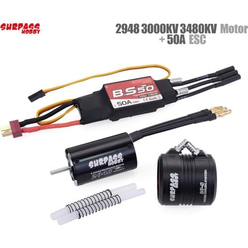 Waterproof 2948 3000KV 3450KV Motor w/ Water Cooling Jacket & 50A Brushless ESC Programming Card For RC Boat RC Accessories