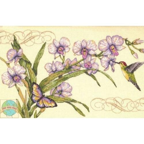 Top Quality beautiful lovely cross stitch kit Orchids and Hummingbird daffodil flower dim 35237