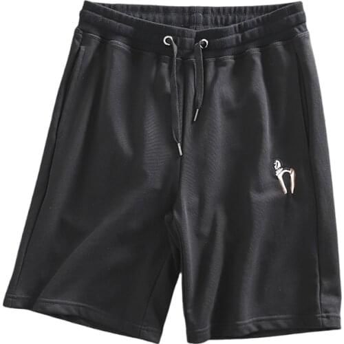 High quality summer new embroidery mens casual sports shorts solid color terry cotton five-point pants