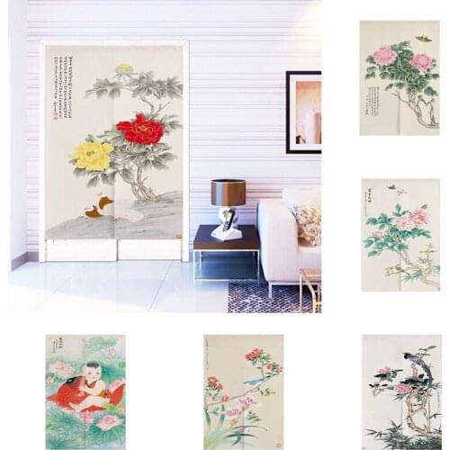Flower Door Curtain Kitchen Bedroom Partition Curtain Without Punching Doorway Hanging Curtain Home Decoration Blackout Curtain