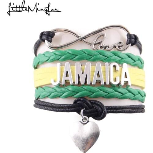 Infinity love Jamaica women Bracelet stacks heart charm leather braid wrap bracelets & bangles for women jewelry accessories