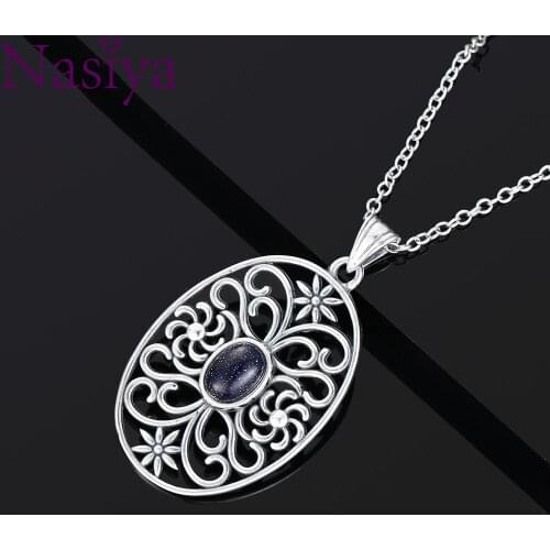 New Original Bluesand Rainbow Topaz Oval Party Jewelry Pendant Necklaces For Women 925 Sterling Silver Fine Jewelry Gifts