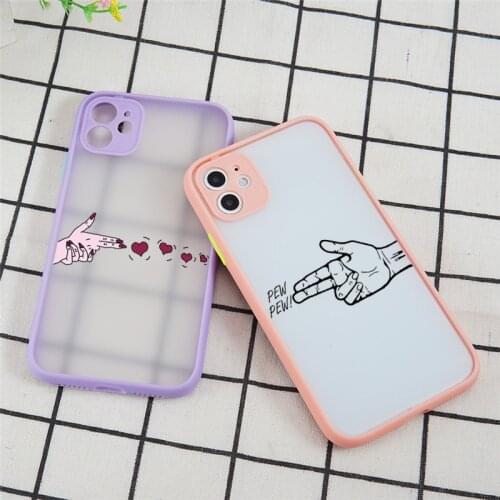 Lovers Cute Heart Skin Feel Matte Hard Shell Phone Case for iPhone 12 Mini 11 Pro X XS XR Max 7 8 6 6S Plus SE 2020 Back Cover