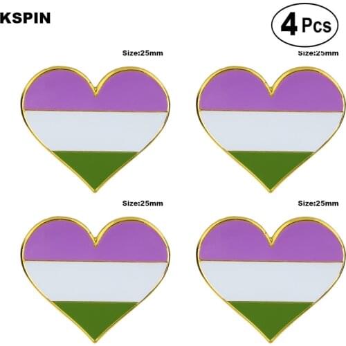 Genderqueer pride heart shaped Pin Lapel Pin Badge Brooch Icons 4pcs