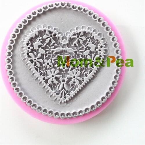 Mom&Pea 0725 Free Shipping Heart Lace Shaped Silicone Mold Cake Decoration Fondant Cake 3D Mold Food Grade