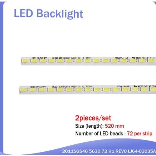 10pcs/Lot 100% new LED strip 72leds SLED 2011SGS46 5630 72 H1 REV0 LJ64-03035A for Samsung LTA460HJ15 LTA460HJ14 LTA460HQ12