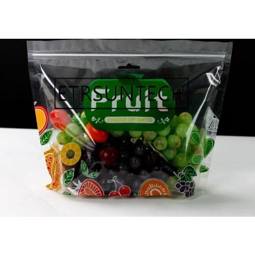 300pcs Transparent fruit fresh keeping packing bags zipper stand up bag large plastic pouch package